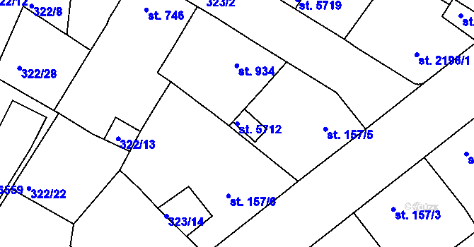 Parcela st. 5712 v KÚ Jablonec nad Nisou, Katastrální mapa