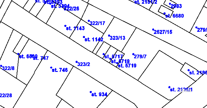 Parcela st. 5717 v KÚ Jablonec nad Nisou, Katastrální mapa