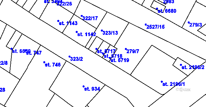 Parcela st. 5718 v KÚ Jablonec nad Nisou, Katastrální mapa