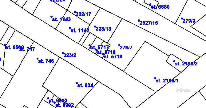 Parcela st. 5719 v KÚ Jablonec nad Nisou, Katastrální mapa