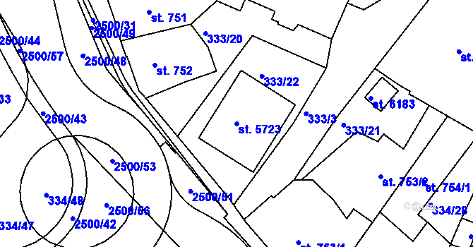 Parcela st. 5723 v KÚ Jablonec nad Nisou, Katastrální mapa