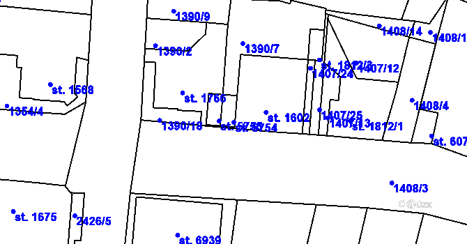 Parcela st. 5754 v KÚ Jablonec nad Nisou, Katastrální mapa