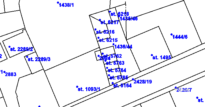 Parcela st. 5762 v KÚ Jablonec nad Nisou, Katastrální mapa
