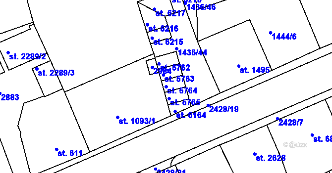 Parcela st. 5764 v KÚ Jablonec nad Nisou, Katastrální mapa