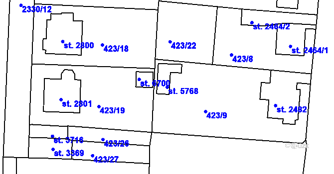 Parcela st. 5768 v KÚ Jablonec nad Nisou, Katastrální mapa
