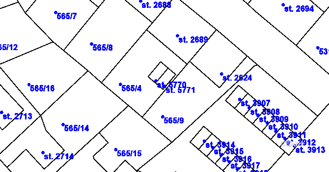 Parcela st. 5771 v KÚ Jablonec nad Nisou, Katastrální mapa