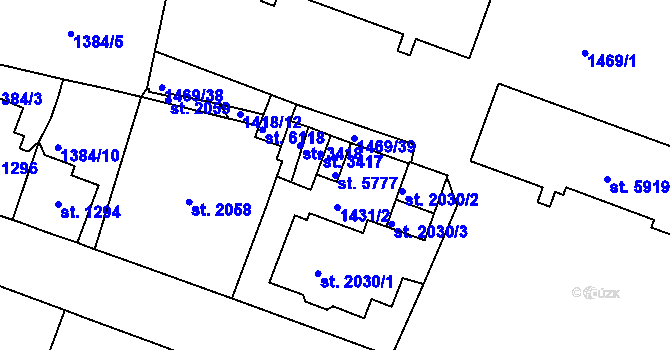 Parcela st. 5777 v KÚ Jablonec nad Nisou, Katastrální mapa