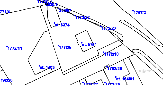 Parcela st. 5791 v KÚ Jablonec nad Nisou, Katastrální mapa
