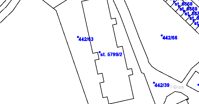 Parcela st. 5799/2 v KÚ Jablonec nad Nisou, Katastrální mapa