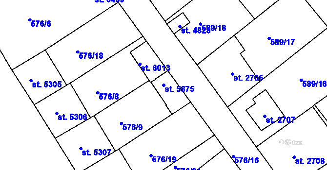 Parcela st. 5875 v KÚ Jablonec nad Nisou, Katastrální mapa