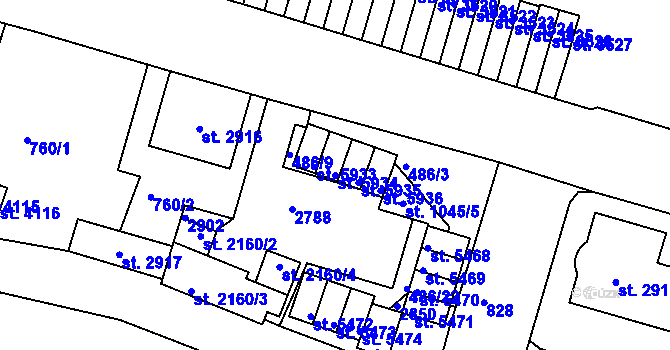 Parcela st. 5934 v KÚ Jablonec nad Nisou, Katastrální mapa