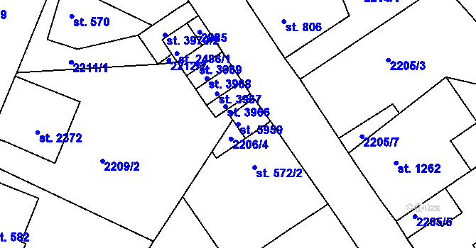 Parcela st. 5959 v KÚ Jablonec nad Nisou, Katastrální mapa