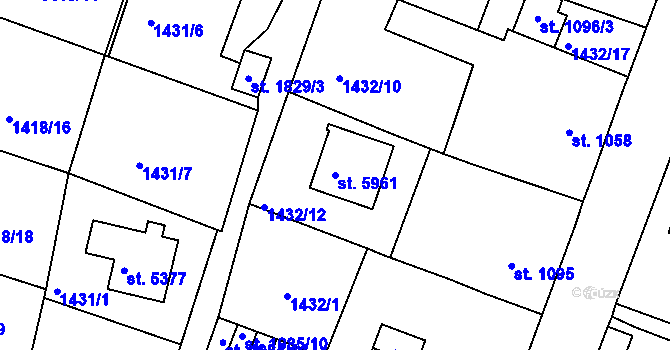 Parcela st. 5961 v KÚ Jablonec nad Nisou, Katastrální mapa