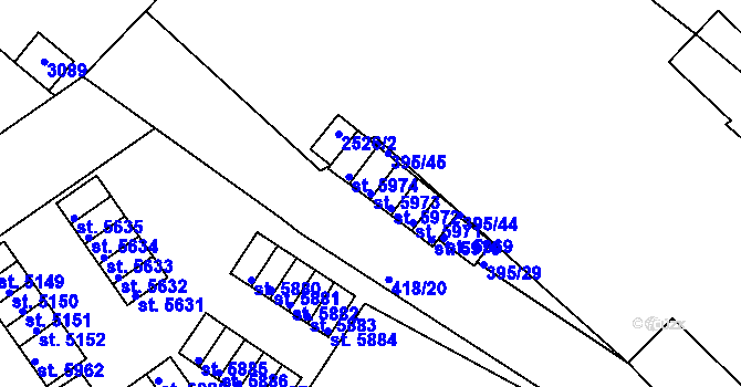 Parcela st. 5973 v KÚ Jablonec nad Nisou, Katastrální mapa