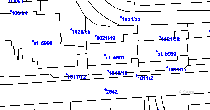 Parcela st. 5991 v KÚ Jablonec nad Nisou, Katastrální mapa