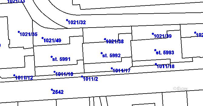 Parcela st. 5992 v KÚ Jablonec nad Nisou, Katastrální mapa