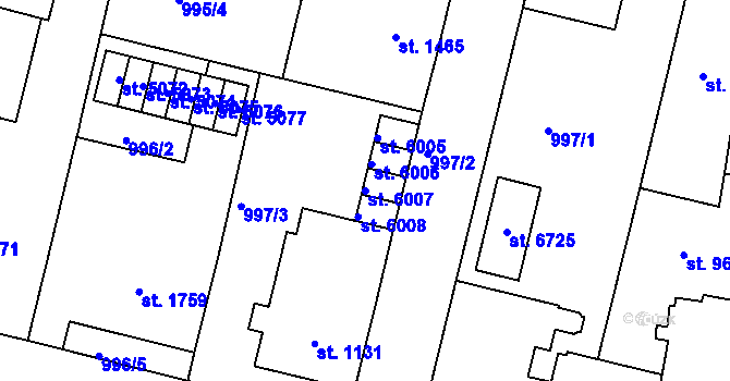 Parcela st. 6007 v KÚ Jablonec nad Nisou, Katastrální mapa