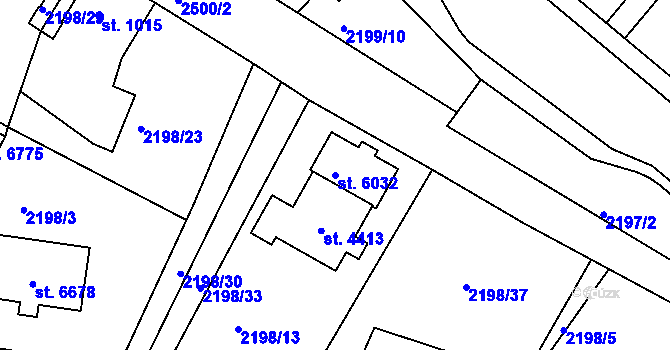 Parcela st. 6032 v KÚ Jablonec nad Nisou, Katastrální mapa