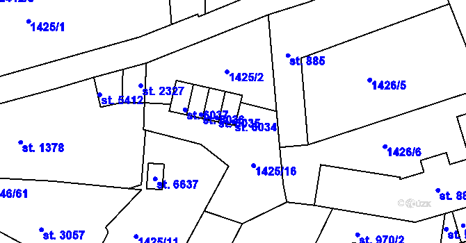 Parcela st. 6034 v KÚ Jablonec nad Nisou, Katastrální mapa
