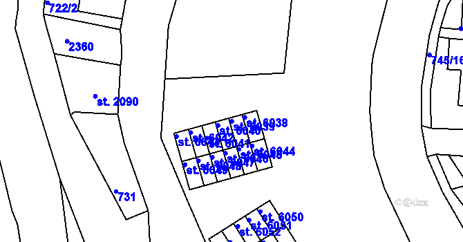 Parcela st. 6039 v KÚ Jablonec nad Nisou, Katastrální mapa