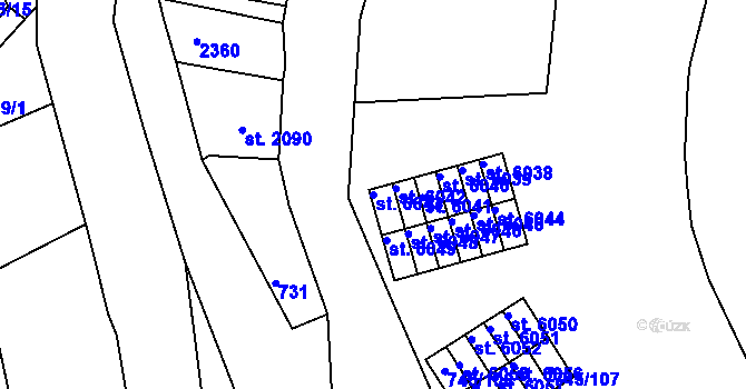 Parcela st. 6043 v KÚ Jablonec nad Nisou, Katastrální mapa