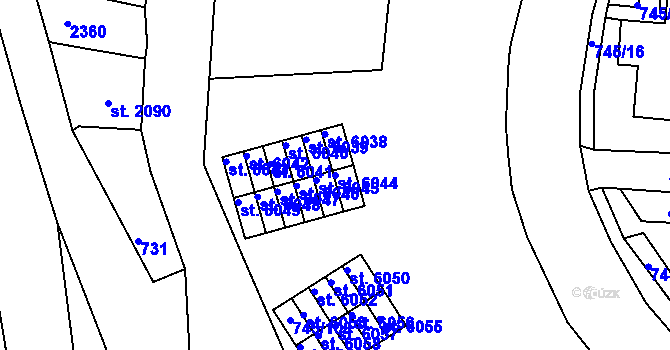 Parcela st. 6044 v KÚ Jablonec nad Nisou, Katastrální mapa