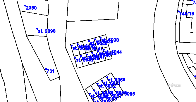 Parcela st. 6045 v KÚ Jablonec nad Nisou, Katastrální mapa