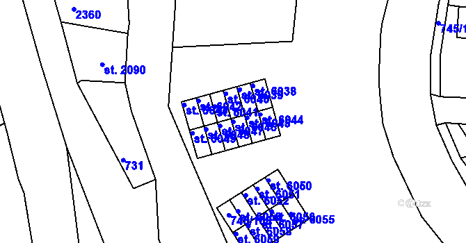 Parcela st. 6046 v KÚ Jablonec nad Nisou, Katastrální mapa