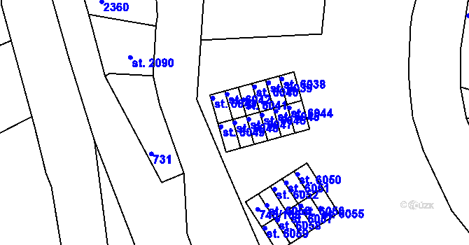 Parcela st. 6048 v KÚ Jablonec nad Nisou, Katastrální mapa