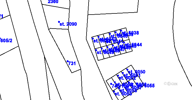 Parcela st. 6049 v KÚ Jablonec nad Nisou, Katastrální mapa