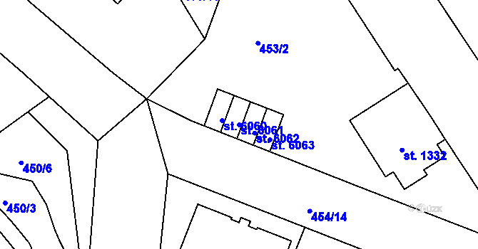 Parcela st. 6061 v KÚ Jablonec nad Nisou, Katastrální mapa