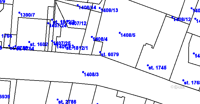 Parcela st. 6079 v KÚ Jablonec nad Nisou, Katastrální mapa