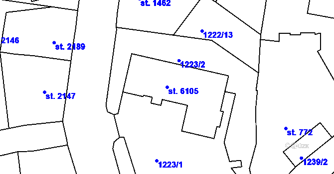Parcela st. 6105 v KÚ Jablonec nad Nisou, Katastrální mapa