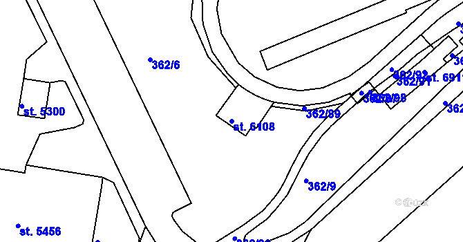 Parcela st. 6108 v KÚ Jablonec nad Nisou, Katastrální mapa