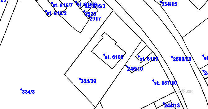 Parcela st. 6109 v KÚ Jablonec nad Nisou, Katastrální mapa