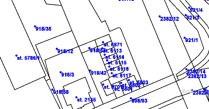 Parcela st. 6114 v KÚ Jablonec nad Nisou, Katastrální mapa
