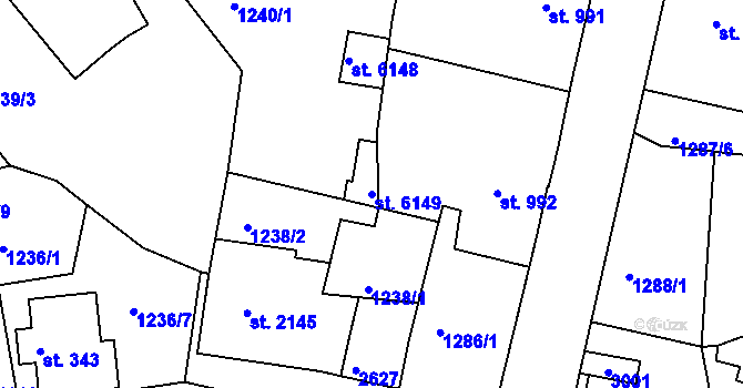 Parcela st. 6149 v KÚ Jablonec nad Nisou, Katastrální mapa