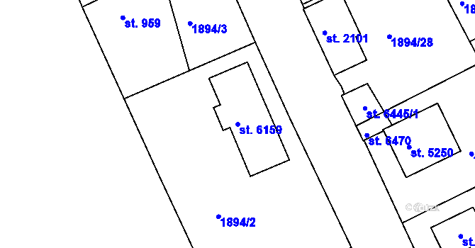 Parcela st. 6159 v KÚ Jablonec nad Nisou, Katastrální mapa