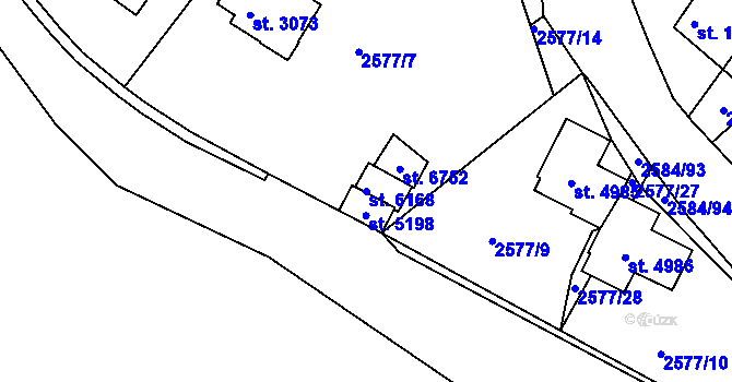Parcela st. 6168 v KÚ Jablonec nad Nisou, Katastrální mapa