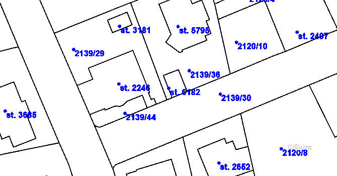 Parcela st. 6182 v KÚ Jablonec nad Nisou, Katastrální mapa