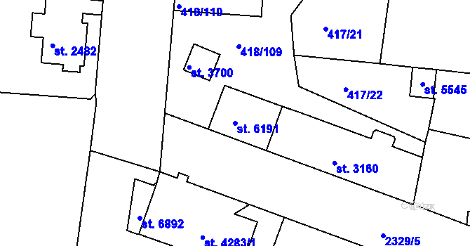 Parcela st. 6191 v KÚ Jablonec nad Nisou, Katastrální mapa