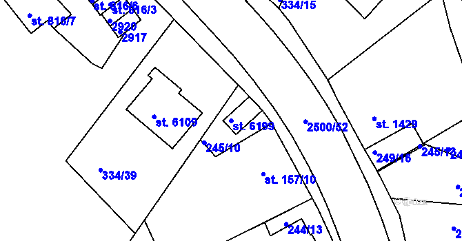 Parcela st. 6199 v KÚ Jablonec nad Nisou, Katastrální mapa