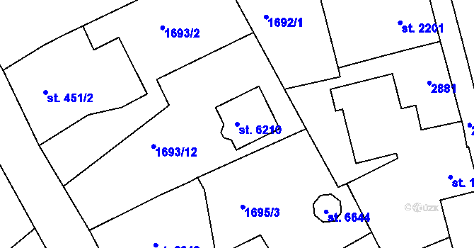 Parcela st. 6210 v KÚ Jablonec nad Nisou, Katastrální mapa