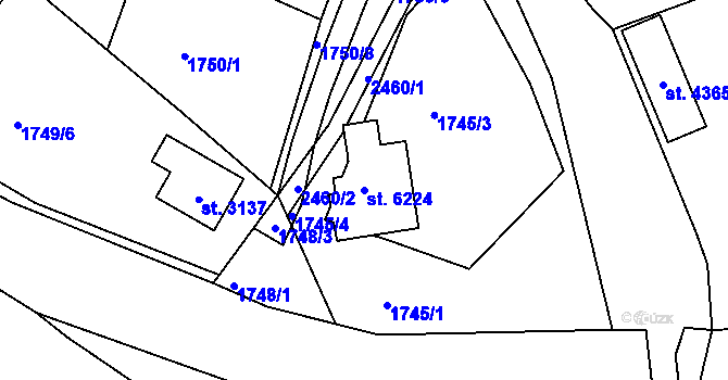 Parcela st. 6224 v KÚ Jablonec nad Nisou, Katastrální mapa