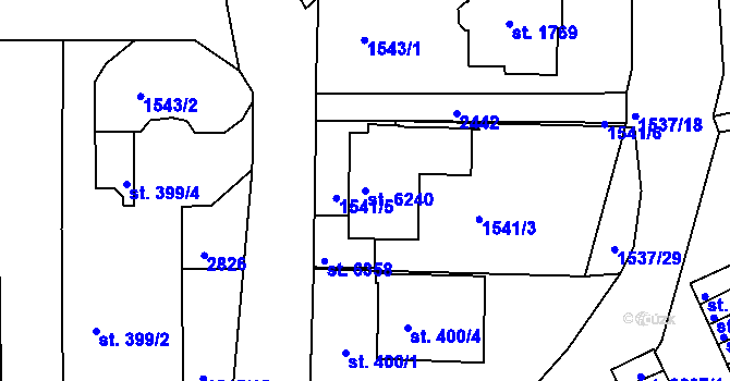 Parcela st. 6240 v KÚ Jablonec nad Nisou, Katastrální mapa