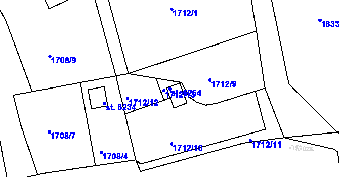 Parcela st. 6254 v KÚ Jablonec nad Nisou, Katastrální mapa