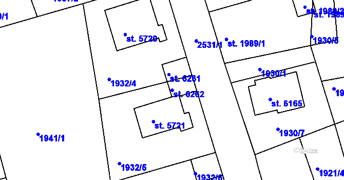 Parcela st. 6262 v KÚ Jablonec nad Nisou, Katastrální mapa