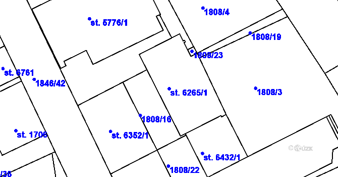 Parcela st. 6265/1 v KÚ Jablonec nad Nisou, Katastrální mapa