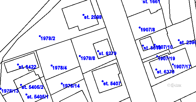 Parcela st. 6279 v KÚ Jablonec nad Nisou, Katastrální mapa