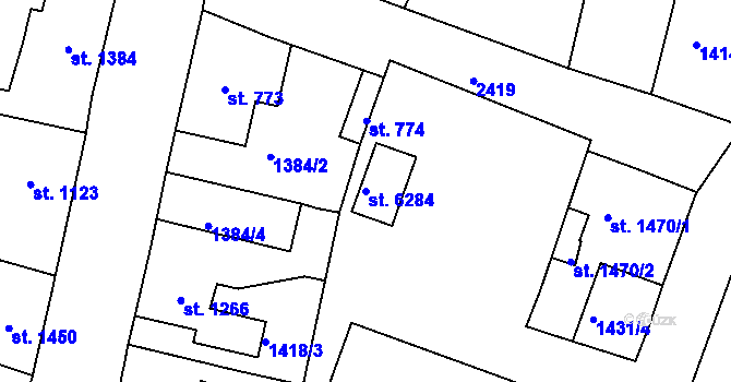 Parcela st. 6284 v KÚ Jablonec nad Nisou, Katastrální mapa